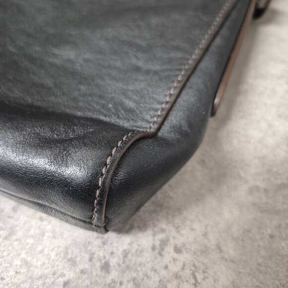 Fossil Black leather with Brown Accent Crossbody Shoulder Bag - Picture 9 of 15